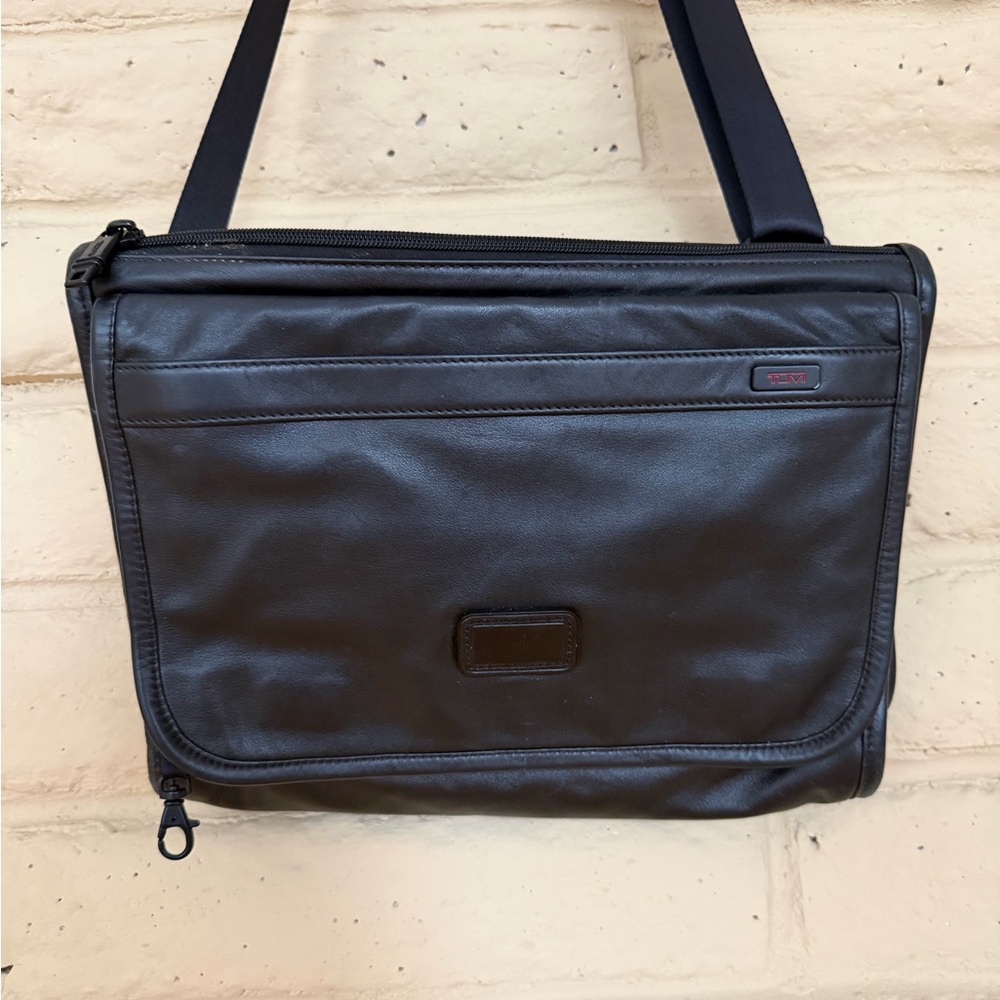 Tumi Black Leather Messenger Bag